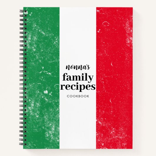Traditionele Italiaanse vlag Recipe Cookbook Notitieboek (Voorkant)