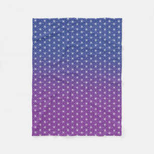Traditionele Japanse Asanoha-printer Blauw & Paars Fleece Deken