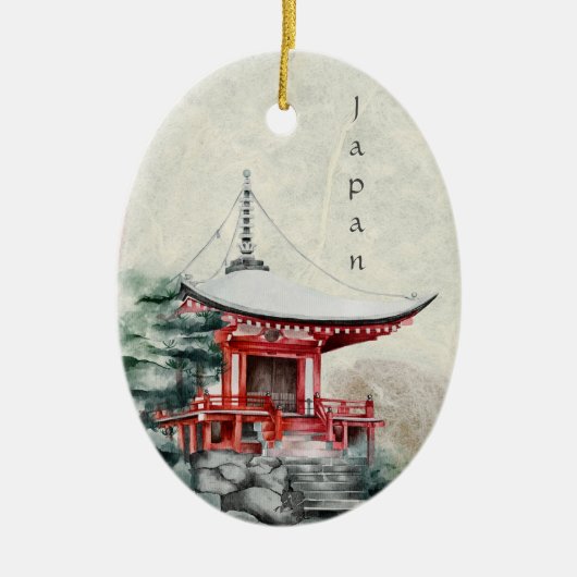 Traditionele Japanse boeddhistische tempel met Ker Keramisch Ornament (Voorkant)