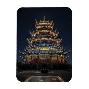 Traditionele Japanse bouwlampjes in Night Sky Magneet