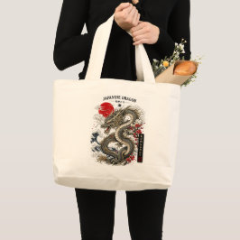Traditionele Japanse Draak Rode Zon Canvas Grote Tote Bag