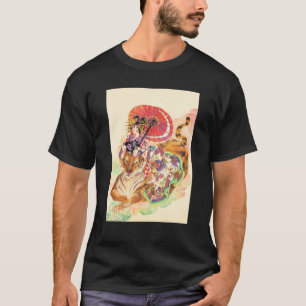 Traditionele Japanse esthetische ooiran-tijger T-shirt