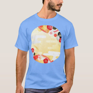Traditionele Japanse Gouden Retro met een bloeiend T-shirt