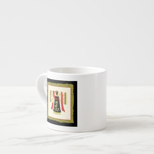 Traditionele Japanse Kimono met Floral Print Espresso Kop (Voorkant links)