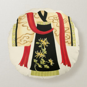 Traditionele Japanse Kimono met Floral Print Rond Kussen