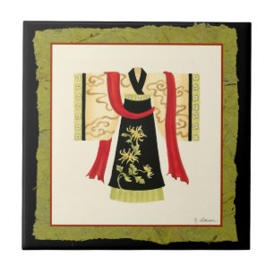 Traditionele Japanse Kimono met Floral Print Tegeltje