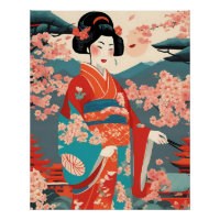 Traditionele Japanse kimono vrouw kunst