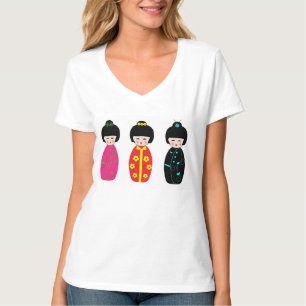 Traditionele Japanse Kokeshi Geisha Dolls T-shirt