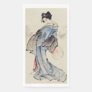 Traditionele Japanse kunst van geisha in kimono Servet