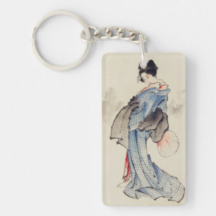 Traditionele Japanse kunst van geisha in kimono Sleutelhanger