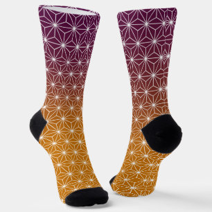 Traditionele Japanse Star Pattern Gold & Plum Sokken