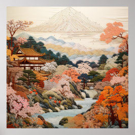 Traditionele Japanse tapijtkunst Elegant Ontwerp Poster