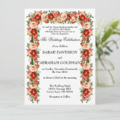 Traditionele Joodse Trouw Uitnodigingen - Rozen (Staand voorkant)