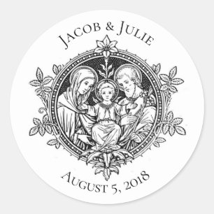 Traditionele katholieke bruiloft Heilige Familie Ronde Sticker