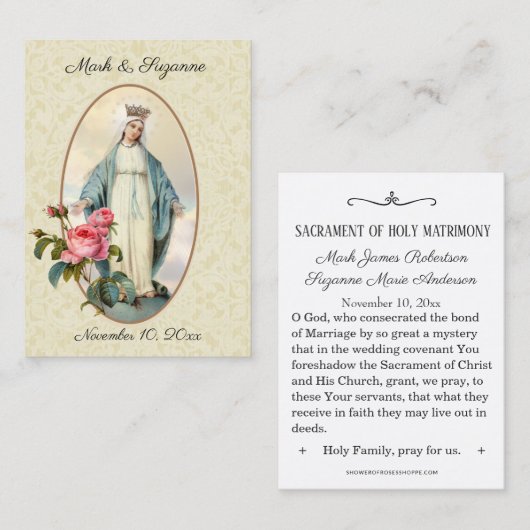 Traditionele katholieke bruiloft voor de heilige k visitekaartje (Voorkant / Achterkant)