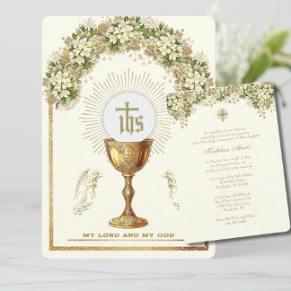 Traditionele katholieke Floral van de Heilige Comm Kaart