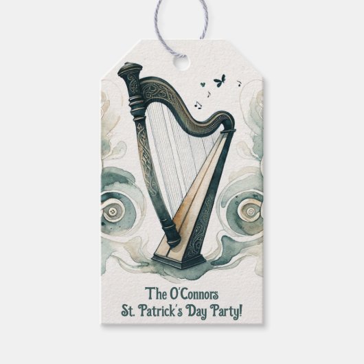 Traditionele Keltische harp St. Patrick's Day Part Cadeaulabel (Voorkant)