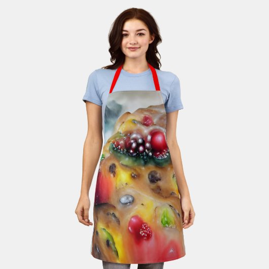 Traditionele Kerst Fruit Cake Schort (Gedragen)