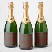 Traditionele kerst groen rood groot geruite sparkling wijnetiket (Flessen)