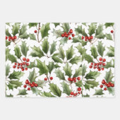 Traditionele kerst patroon mix, Holly Inpakpapier Vel (Voorkant)