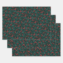 Traditionele kerst waterverf bessen inpakpapier vel