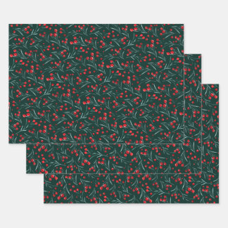 Traditionele kerst waterverf bessen inpakpapier vel