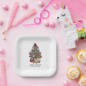 Traditionele kerstboom aangepaste naam papier bord (Feest)