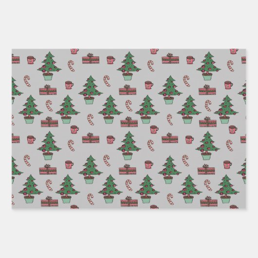 Traditionele kerstboom, Candy Cane Design Cft Inpakpapier Vel (Voorkant)