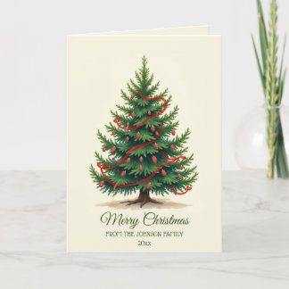 Traditionele Kerstboom Familie Feestelijke Groet Kaart