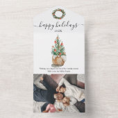 Traditionele kerstboom in één vakantiekaart all in one uitnodiging (Binnen)