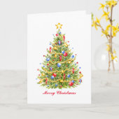 Traditionele Kerstboom Wenskaart Kaart (Gele Bloem)