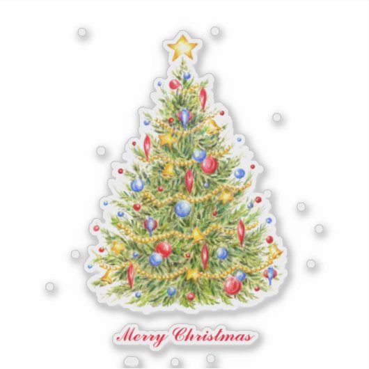 Traditionele kerstboomCustom-Cut Vinyl Sticker (Voorkant)