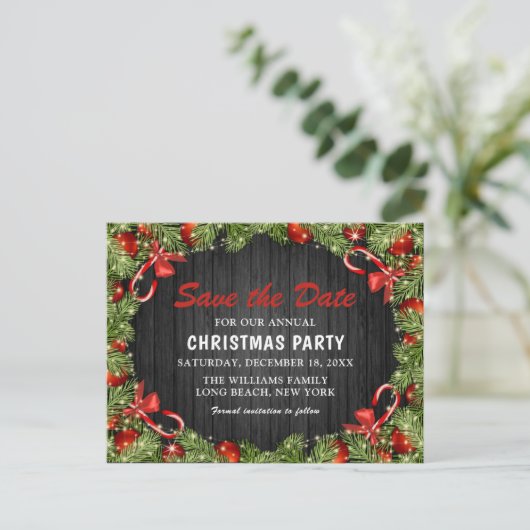 Traditionele kerstfeestdag | Datum opslaan Uitnodiging Briefkaart (Staand voorkant)