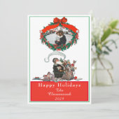 Traditionele  kerstkerstfoto feestdagenkaart (Staand voorkant)