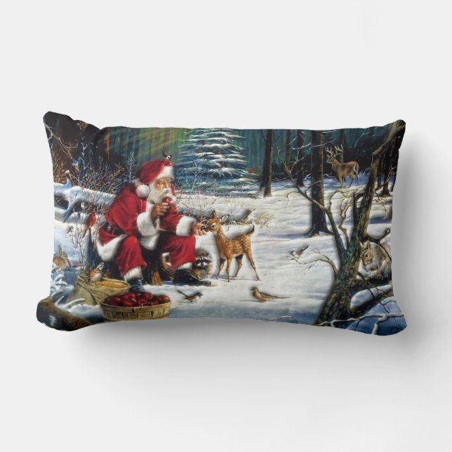 Traditionele kerstkerstman in het park kussen (Voorkant)