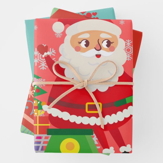 Traditionele kerstklei en rode vrachtwagen schatt inpakpapier vel (In situ)