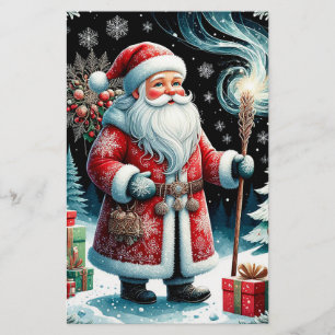 Traditionele Kerstman in Festief Winterlandschap Briefpapier