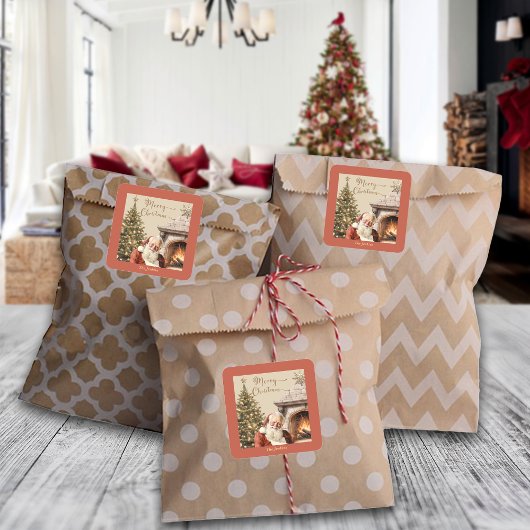 Traditionele Kerstman Sinterklaas Aangepaste Naam Vierkante Sticker