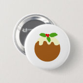 Traditionele kerstpudding. Op wit. Ronde Button 5,7 Cm (Voorkant /achterkant)