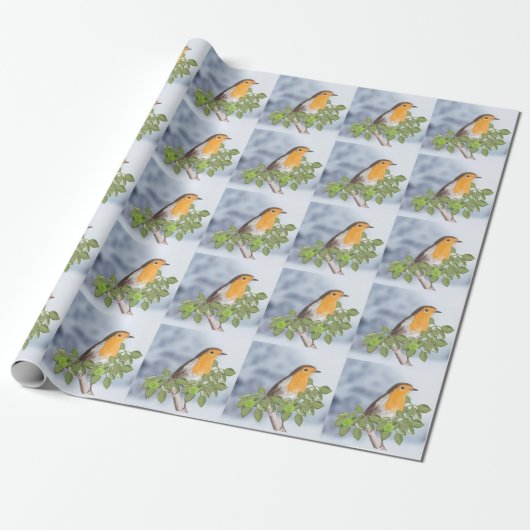 Traditionele kerstRobin en Ivy Cadeaupapier (Uitgerold)