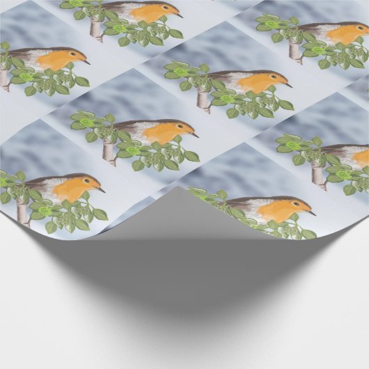 Traditionele kerstRobin en Ivy Cadeaupapier (Hoek)