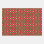 Traditionele kerstrode en groene gordels inpakpapier vel (Voorkant)