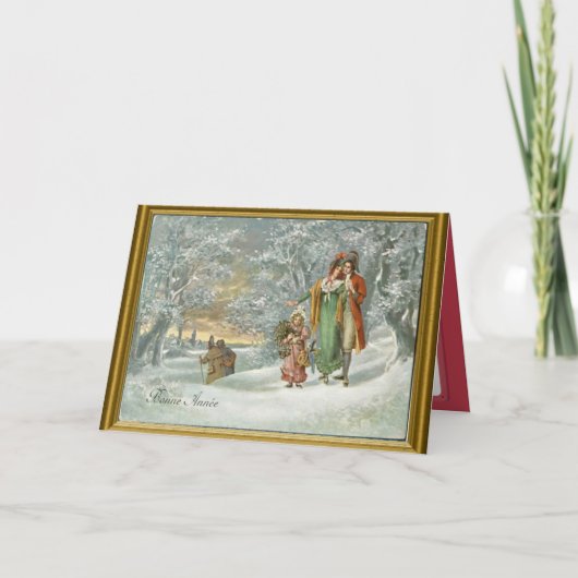 Traditionele kerstscène feestdagen kaart (Voorkant)