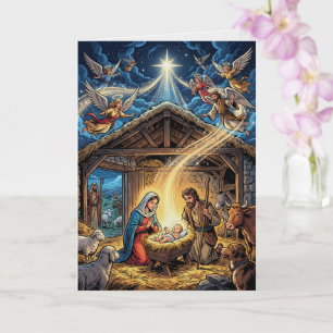 Traditionele Kerststal Kerstkaart Kaart