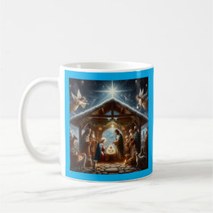 Traditionele kerststal koffiemok