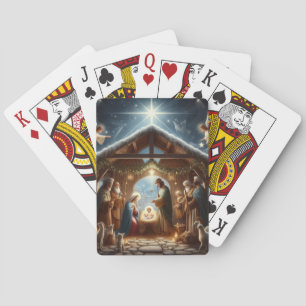 Traditionele kerststal pokerkaarten