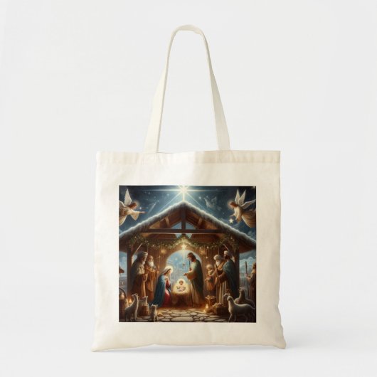 Traditionele kerststal tote bag (Voorkant)