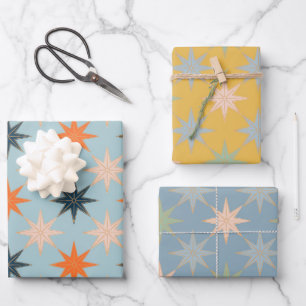  traditionele kerststerretro inpakpapier vel