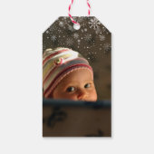 Traditionele Klassieke Rode Kerst Foto Cadeaulabel (Achterkant)