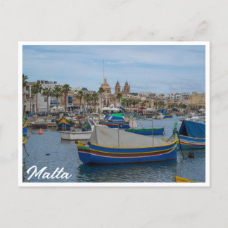 Traditionele kleurrijke vissersboten op Malta Briefkaart